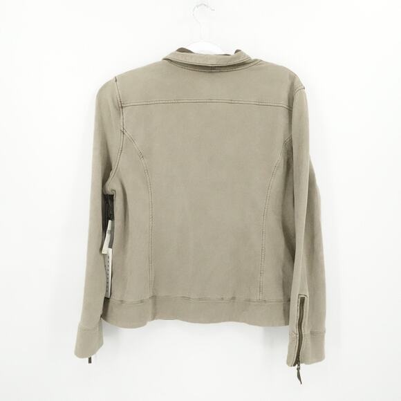 Marrakech Jacket Womens XL Taupe Moto Utility Style Full Zip Stretch Pockets New - Picture 2 of 16